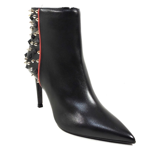 ALESSANDRO DI MARIA 🇮🇹 WOMEN BLACK LEATHER FASHION BOOTIE - Picture 4 of 8